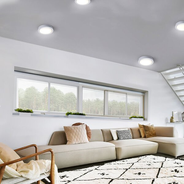 SOLIGHT LED mini panel kúpeľňový 2v1, 3CCT, 12W, 1020lm, IP54, strieborný