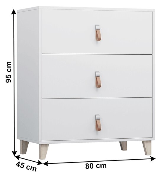 Zásuvková komoda Fiera 3S - biela