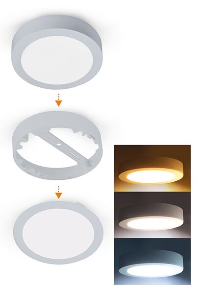 SOLIGHT LED mini panel kúpeľňový 2v1, 3CCT, 12W, 1020lm, IP54, strieborný