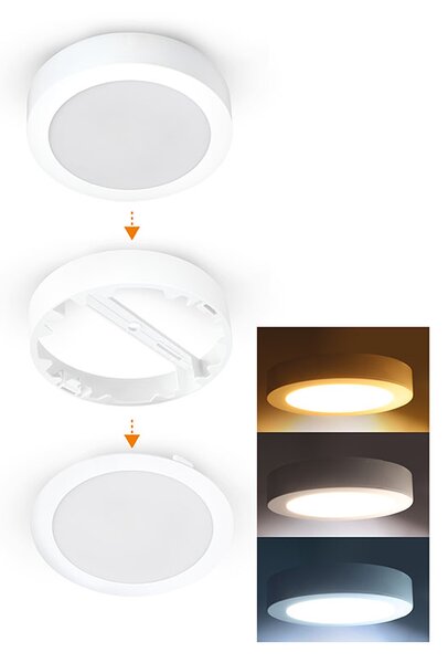 SOLIGHT LED mini panel kúpeľňový 2v1, 3CCT, 24W, 2040lm, IP54, biely