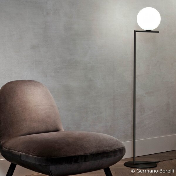 Stojacie Lampa FLOS, IC F2, stmievateľné, Čierna, Obývacia izba, Kov, Dizajnový