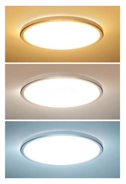 SOLIGHT LED osvetlenie Acate IP54, 18W, 1620lm, 3CCT, 22cm, strieborná