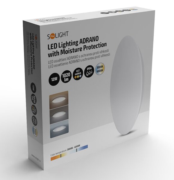 SOLIGHT LED osvetlenie Adrano IP54, 12W, 1020lm, 3CCT, 23cm