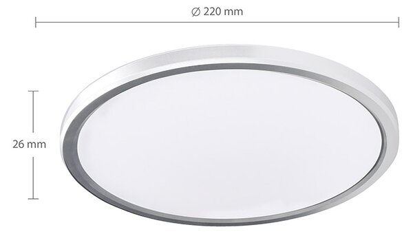 SOLIGHT LED osvetlenie Acate IP54, 18W, 1620lm, 3CCT, 22cm, strieborná