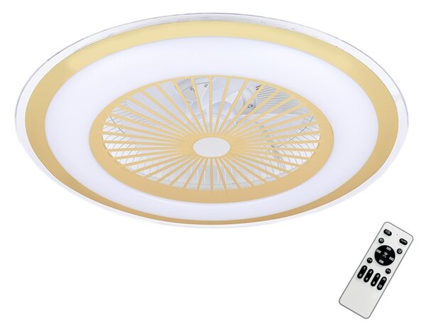Stropné LED svietidlo Zephyr, 1x LED 48w, 3000-6000k, g, s ventilátorom a ovládačom