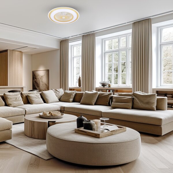 Stropné LED svietidlo Zephyr, 1x LED 48w, 3000-6000k, g, s ventilátorom a ovládačom