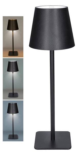 SOLIGHT LED nabíjacia lampička Lucca, 120lm, zmena CCT, stmievanie, čierna