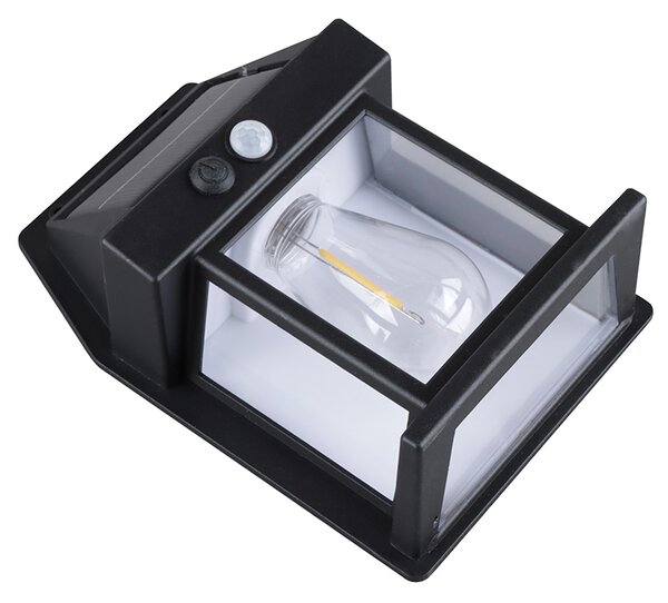 SOLIGHT LED solárna lucerna nástenná, teplá biela, 12x17cm, čierna