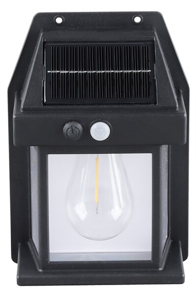 SOLIGHT LED solárna lucerna nástenná, teplá biela, 12x17cm, čierna