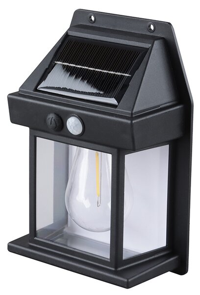 SOLIGHT LED solárna lucerna nástenná, teplá biela, 12x17cm, čierna