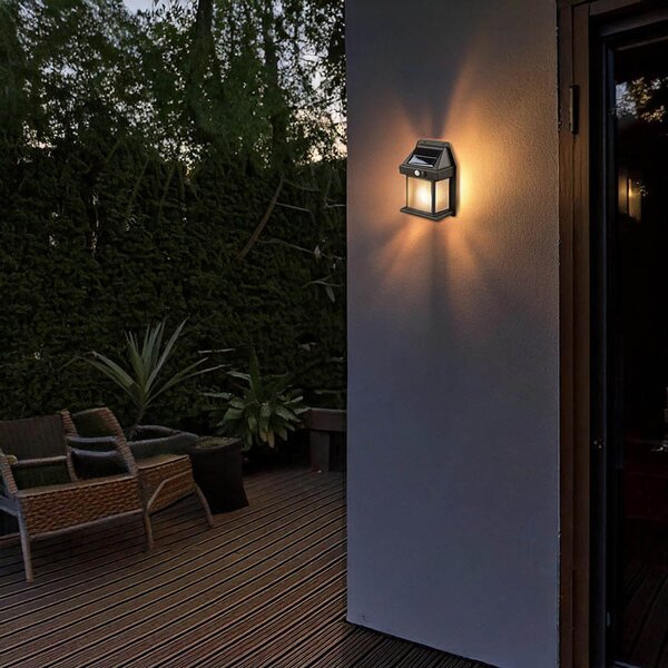 SOLIGHT LED solárna lucerna nástenná, teplá biela, 12x17cm, čierna