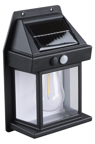 SOLIGHT LED solárna lucerna nástenná, teplá biela, 12x17cm, čierna