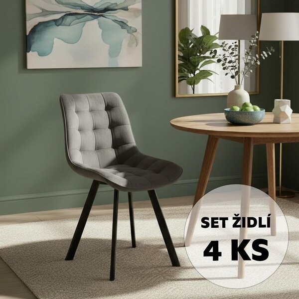 Set - 4 ks Jedálenská stolička AVENBERG NOLA, sivá