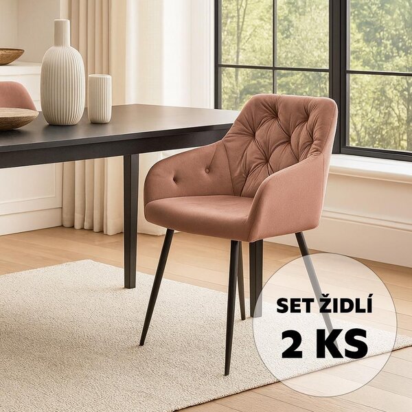 Set - 2 ks Jedálenská stolička AVENBERG LOREN, ružová