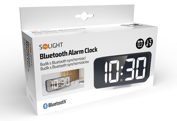 SOLIGHT Budík s teplomerom a bluetooth synchronizáciou