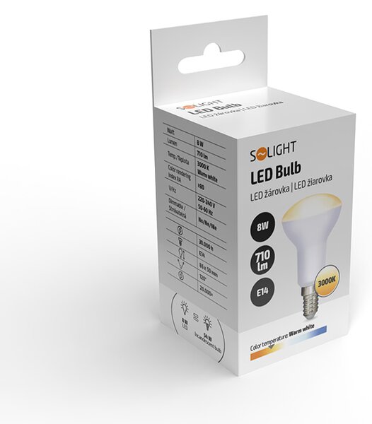 SOLIGHT LED žiarovka reflektorová R50 8W E14 3000K 710lm