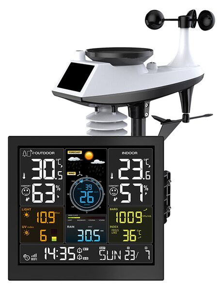 SOLIGHT Profesionálna smart WIFI meteostanica s budíkom