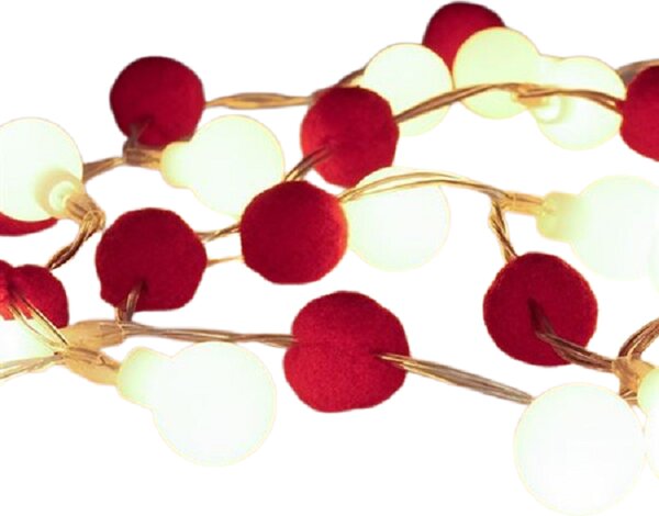 SOLIGHT LED vianočná reťaz červená-biela, 20x LED, 1,5m, 2xAA