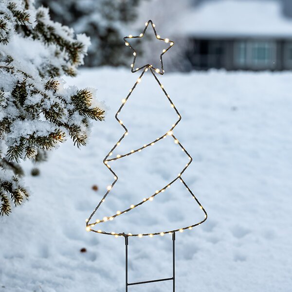 SOLIGHT LED vonkajšia dekorácia vianočný stromček IP44, 85x LED, časovač, 68cm, 3x AA