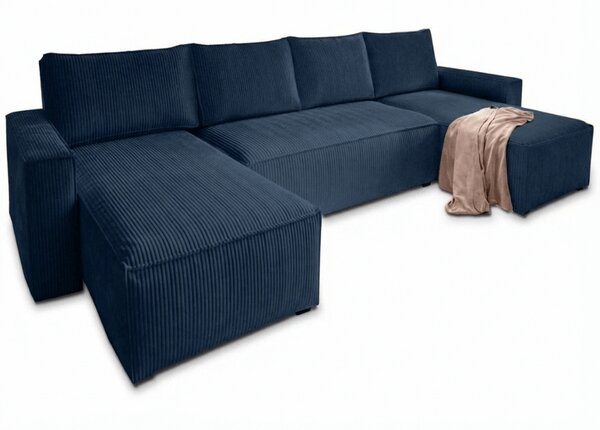 Tmavomodrá sedacia súprava do U SMART COSARO 295x140 cm