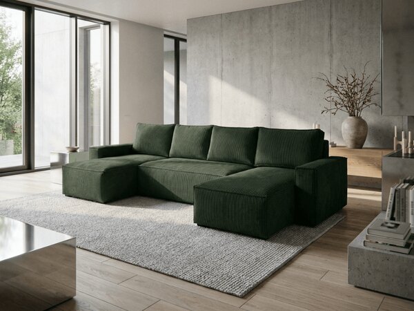 Tmavozelená sedacia súprava do U SMART COSARO 295x140 cm