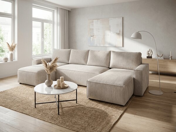 Svetlobéžová sedacia súprava do U SMART COSARO 295x140 cm
