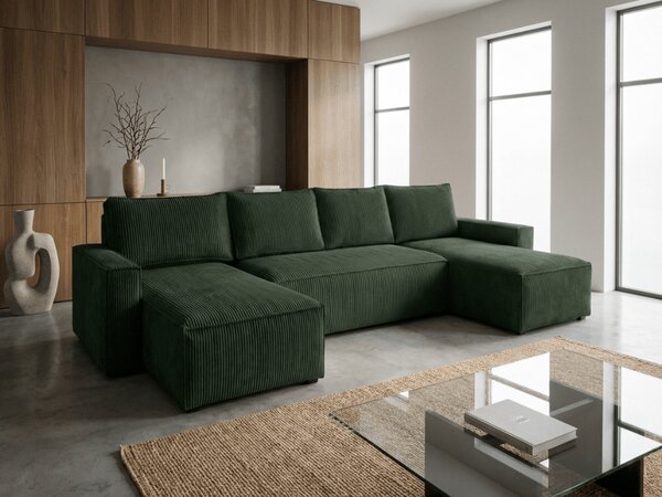 Tmavozelená sedacia súprava do U SMART COSARO 295x140 cm