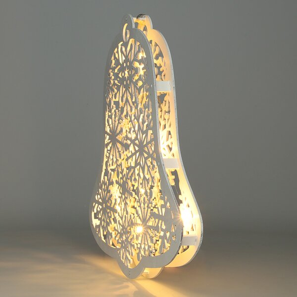 SOLIGHT LED drevený vianočný zvonček, 9x LED, biela, 30cm, časovač, 2x AA