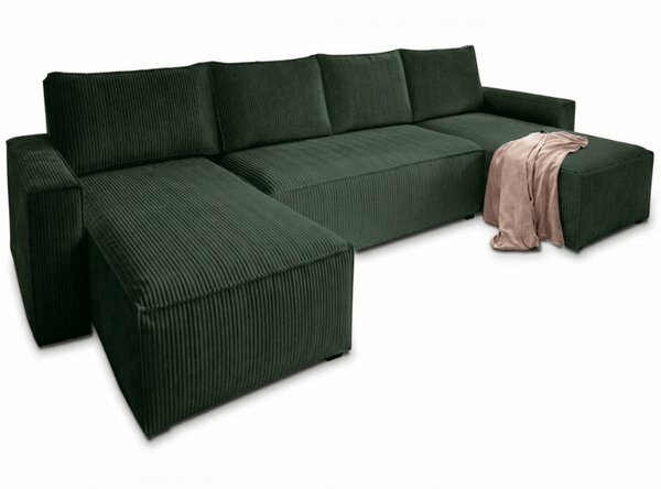 Tmavozelená sedacia súprava do U SMART COSARO 295x140 cm