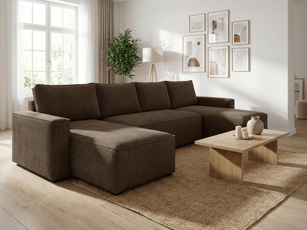 Tmavohnedá sedacia súprava do U SMART COSARO 295x140 cm