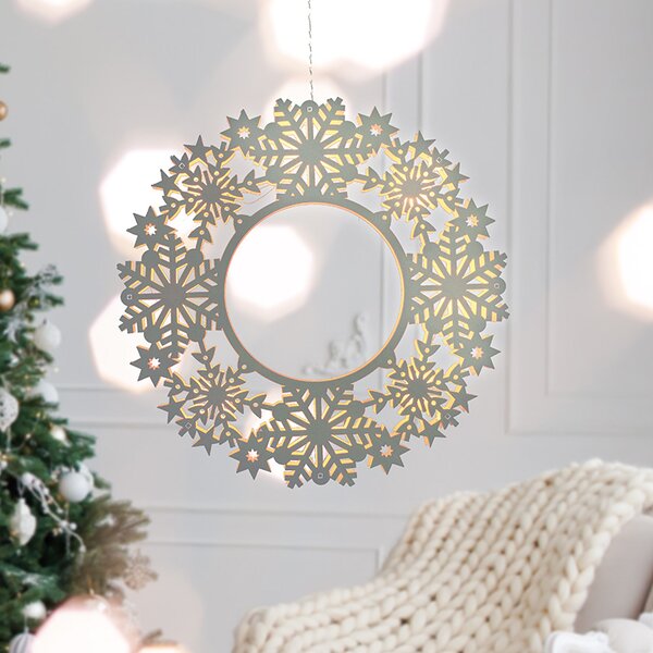 SOLIGHT LED drevený vianočný veniec, 10x LED, biela, 30cm, časovač, 2x AA