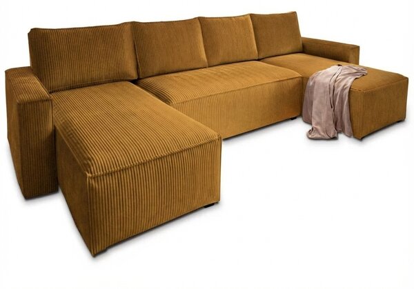 Horčicová sedacia súprava do U SMART COSARO 295x140 cm