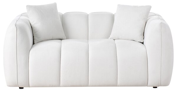 2-miestna pohovka krémová biela polyester látkové čalúnenie vpredu a vzadu vodoodpudivé drevené nohy moderná obývacia izba