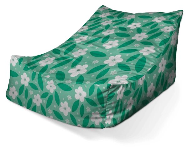 Sablio Sedací vak Lounge Biele kvety s lístkami - 80 x 95 x 50 cm