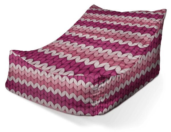 Sablio Sedací vak Lounge Striedajúce ružové pletenie - 80 x 95 x 50 cm