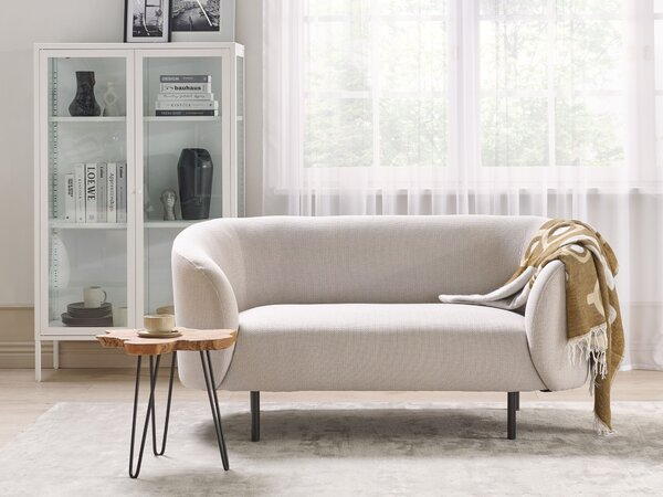 2-miestna pohovka béžové polyesterové čalúnenie čierne nohy zaoblené operadlo retro glamour art deco štýl