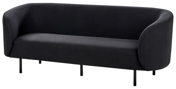 3-miestna pohovka čierne látkové čalúnenie čierne nohy zaoblené operadlo retro glamour art deco štýl