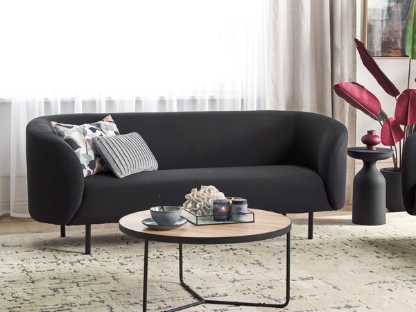 3-miestna pohovka čierne látkové čalúnenie čierne nohy zaoblené operadlo retro glamour art deco štýl