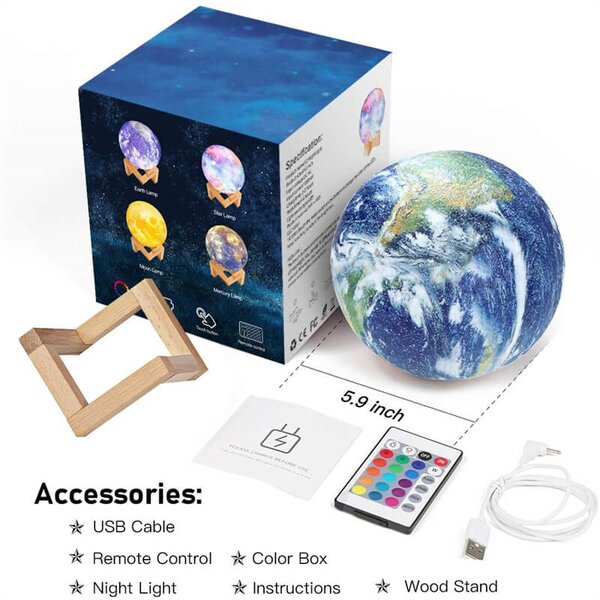 Nočná lampa v tvare Zeme - Eartlamp RGB 15cm