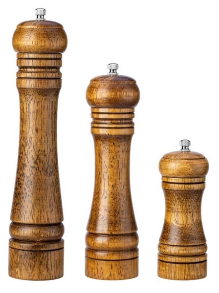Drevený ručný mlynček na korenie alebo soľ biely 27cm