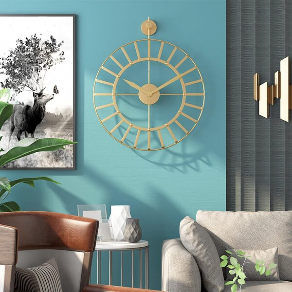 Dizajnové nástenné hodiny Rustical Gold 50cm