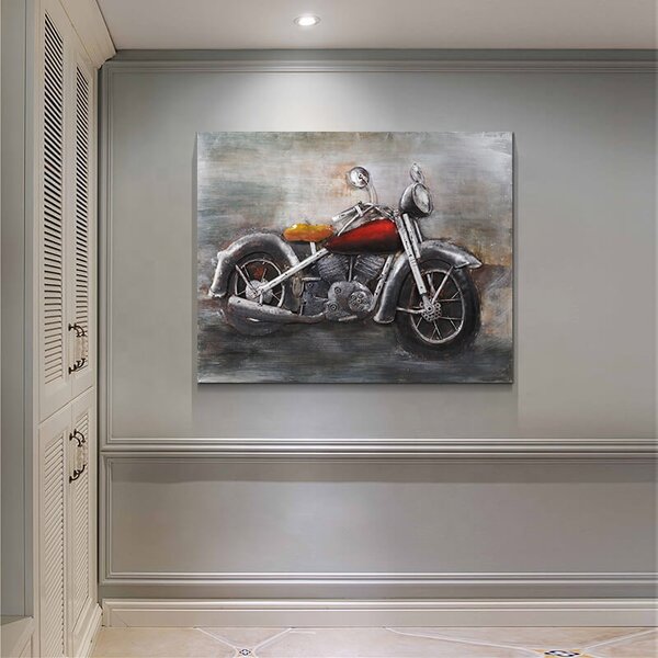 Dizajnový kovový obraz Motobike 120x95cm, ručne maľovaný