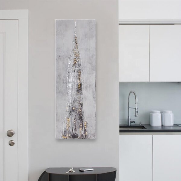 Dizajnový kovový obraz Veža 30x90cm, ručne maľovaný