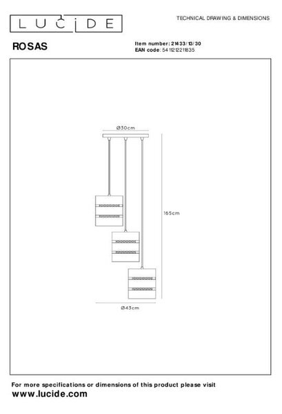 Lucide L214331330 závesné stropné svietidlo ROSAS E27