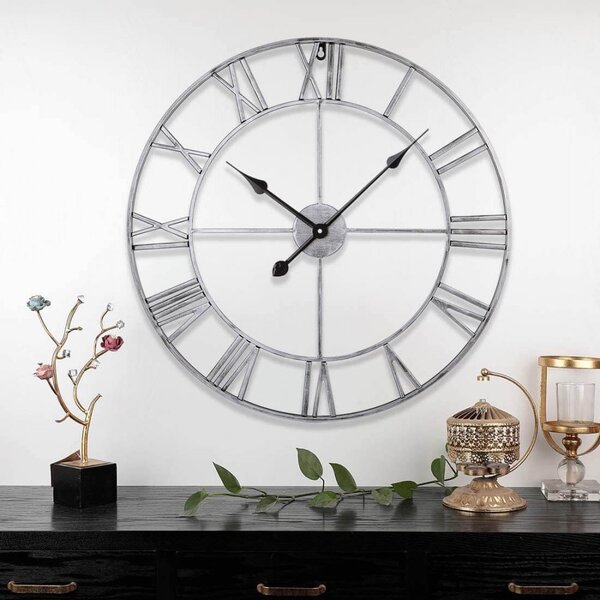 Dizajnové nástenné hodiny ROMA silver 50cm
