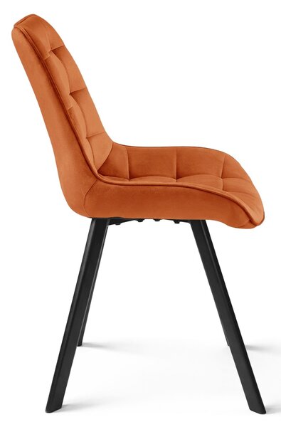Jedálenská stolička SORIA VELVET s čiernymi nohami, terakotová