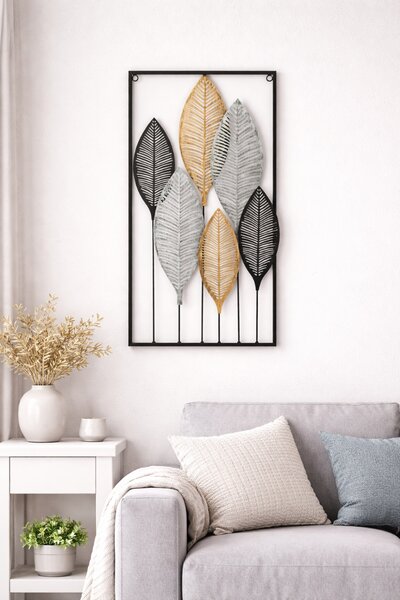 Kovová dekorácia na stenu Leafs 37x65 cm BS