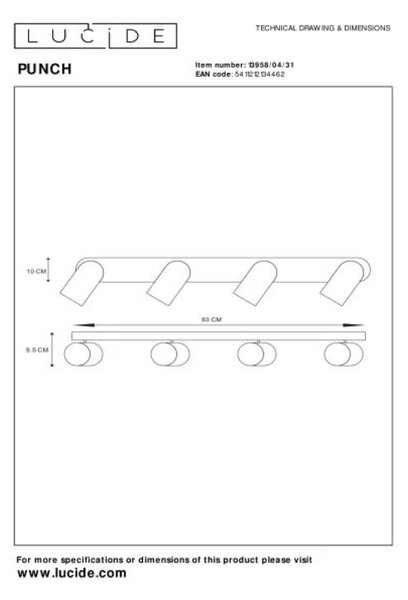 Lucide L139580431 bodové stropné svietidlo PUNCH GU10