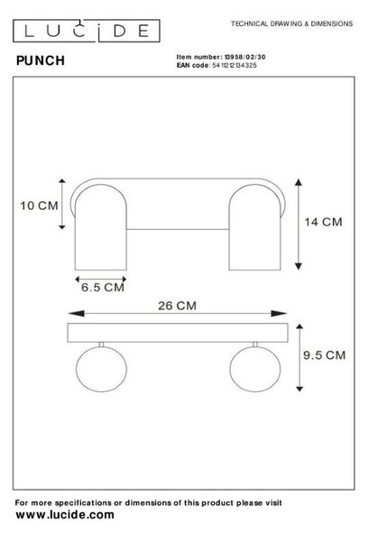 Lucide L139580230 bodové stropné svietidlo PUNCH GU10