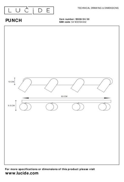 Lucide L139580430 bodové stropné svietidlo PUNCH GU10